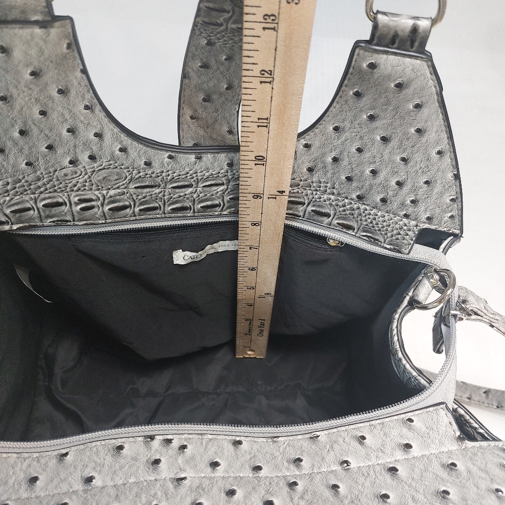 CATO Women's Faux Crocodile Print Large Fashion Gray and Black Handbag - Picture 12 of 15